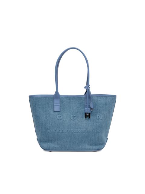 embossed-logo cotton tote bag