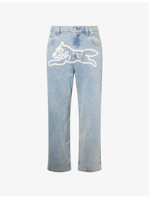 Running Dog Double Scoop Wide-Leg Denim Jeans