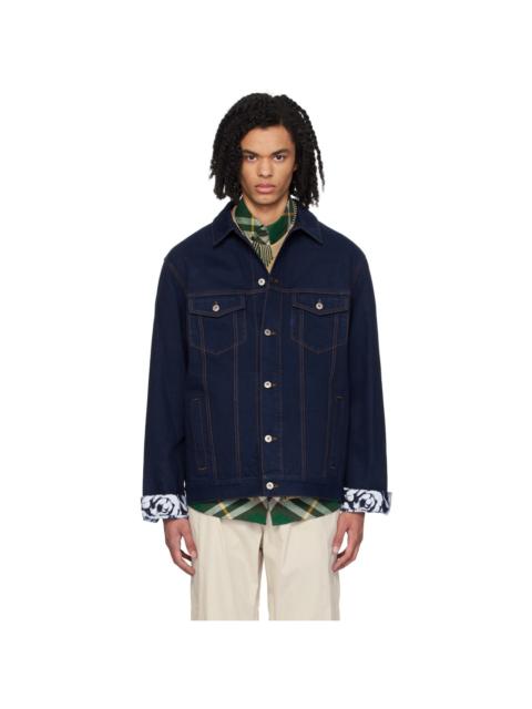 Navy Flocked Denim Jacket