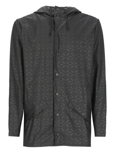 logo-pattern hooded jacket