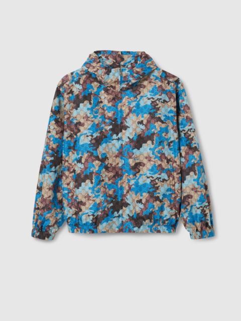 Printed technical poplin zip jacket