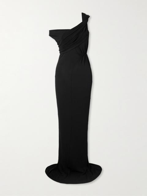 Sahara Asymmetric Paneled Gathered Jersey Gown
