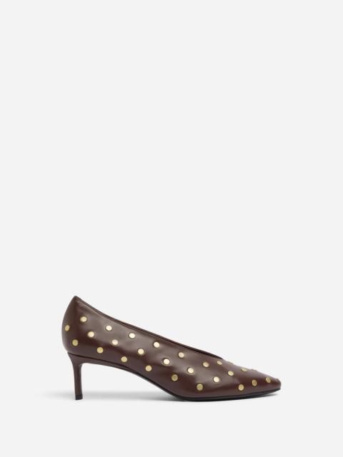 Studded Kitten Heel in Calf Skin Leather