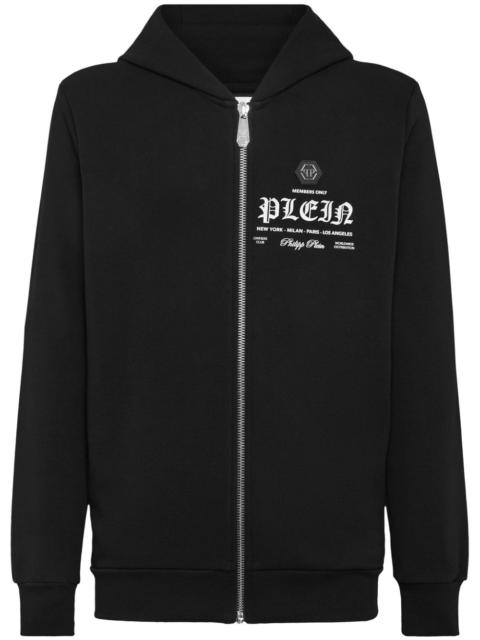 logo-print zipped hoodie