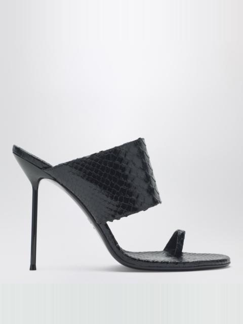 Lidia python-effect black leather thong mule