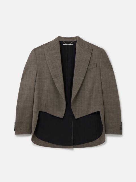 Cropped Checked Wool Blazer
