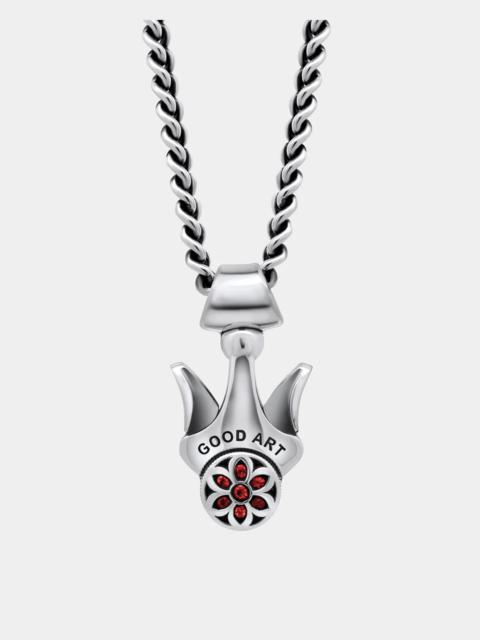 GOOD ART HLYWD MODEL 10 BUTTON - STERLING SILVER WITH RUBIES