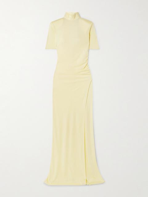 Pernille Ruched Satin-jersey Maxi Dress