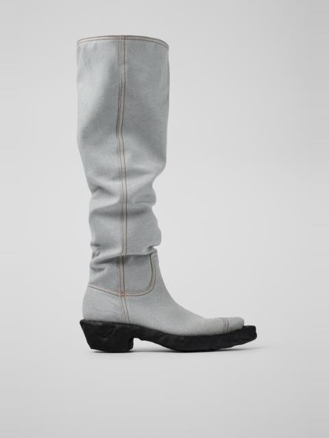 Blue Textile Knee-high Cowboy Boot