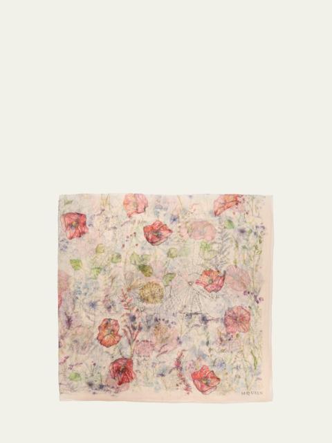 Skull & Spider Floral Scarf