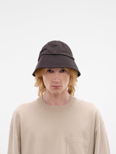 Brown Nylon Logo Bucket Hat