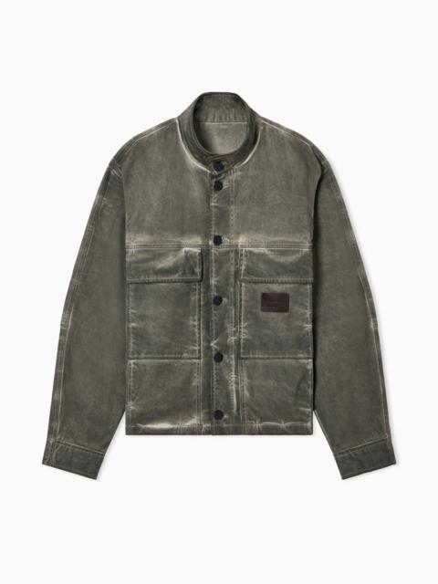 GARMENT-DYED, DIRTY-WASH STRETCH-DENIM JACKET