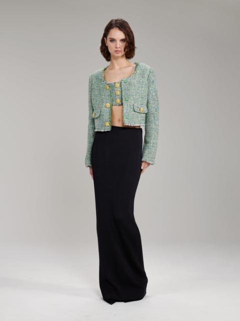 Green Bouclé Cropped Jacket