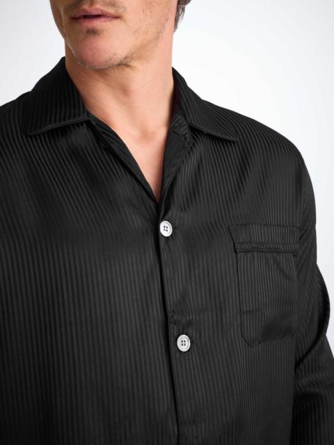 Men's Classic Fit Pyjamas Woburn 8 Silk Satin Black