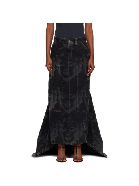Black Prom Denim Maxi Skirt