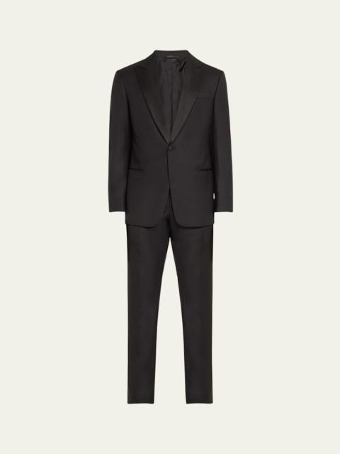Men's Wool Satin-Lapel Two-Piece Tuxedo Set