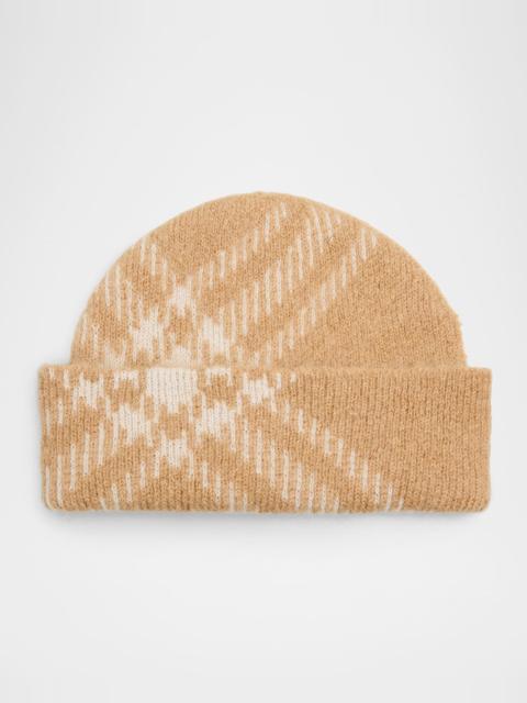 Check Mohair Wool-Blend Beanie