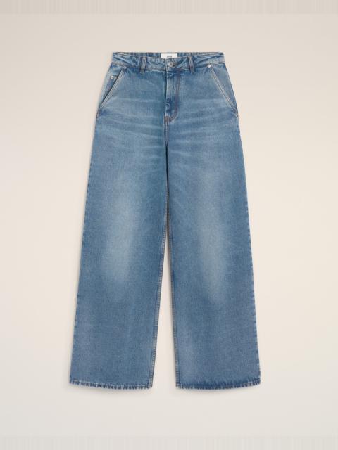 BLUE COTTON SUPER WIDE FIT JEANS
