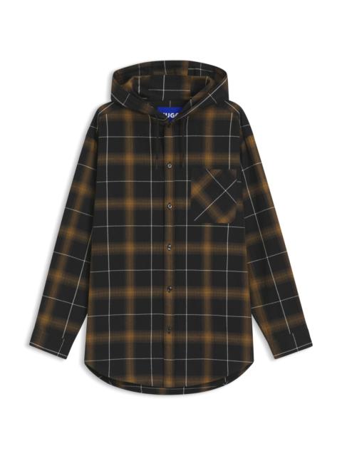 HOODED OVERSIZE-FIT OVERSHIRT IN CHECKED COTTON
