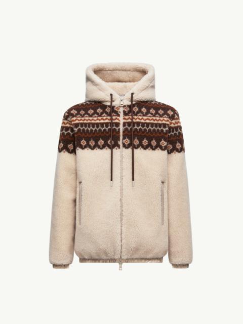 Geometric Jacquard Wool Blend Hoodie
