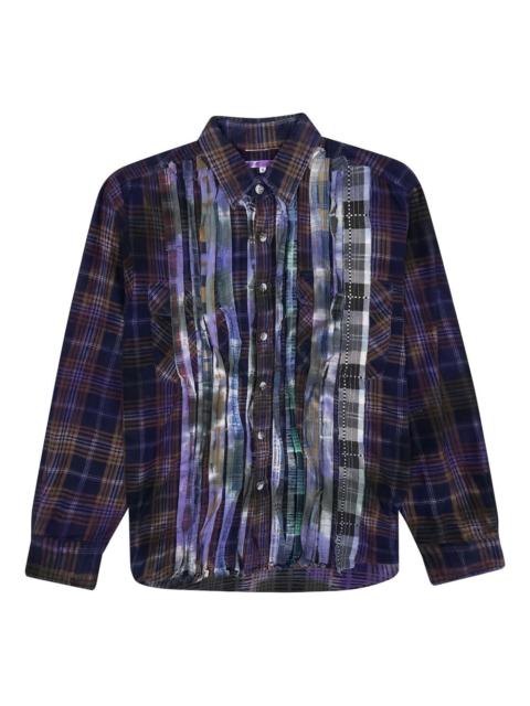 ribbon-detail plaid shirt