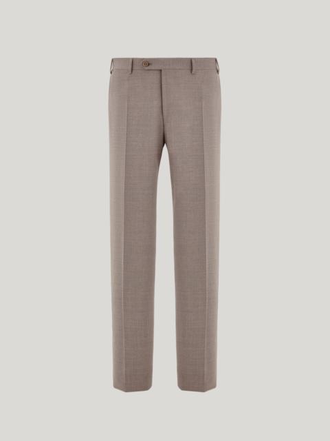 WALNUT HIGH-WAISTED PLEATLESS STRETCH WOOL PANTS