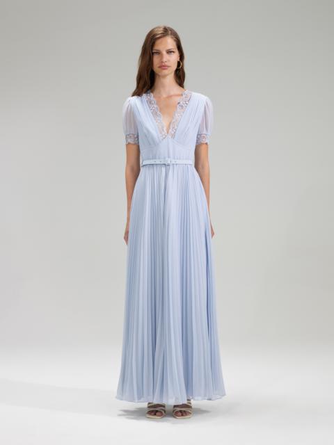 self portrait blue chiffon maxi dress self-portrait - Blue Georgette Flower Maxi Dress