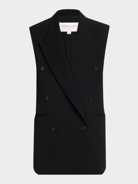 Double-Breasted Wool Gabardine Vest