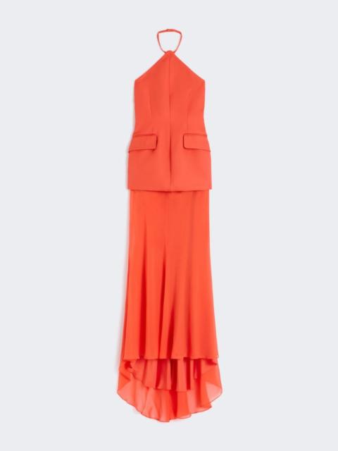 Bi-material dress - orange