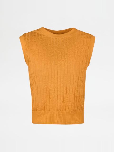 VEST IN COTTON BLEND - ORANGE