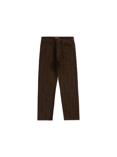 Supreme Logo Stripe Jacquard Regular Jean Brown