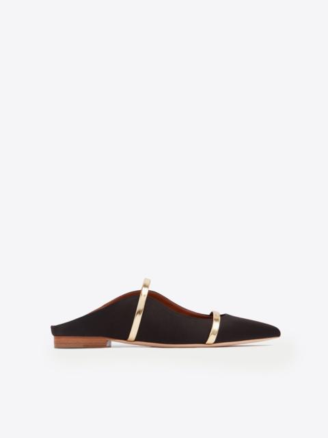 Maureen Black Satin Flat Mules