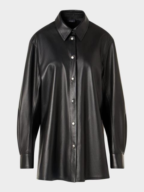 Leather Button-Down Shirt