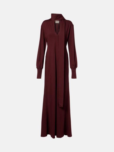 Scarf-detail cotton maxi dress