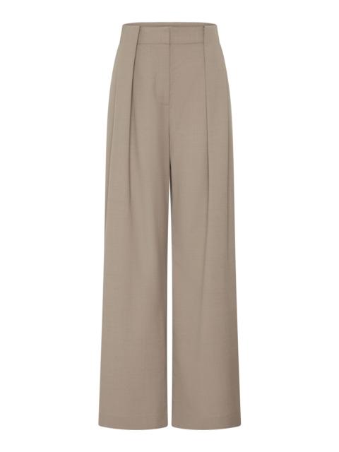 Pleated Wool-Blend Wide-Leg Pants light grey