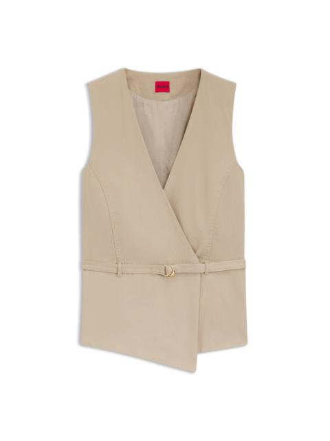 BELTED REGULAR-FIT VEST IN COTTON AND HEMP
