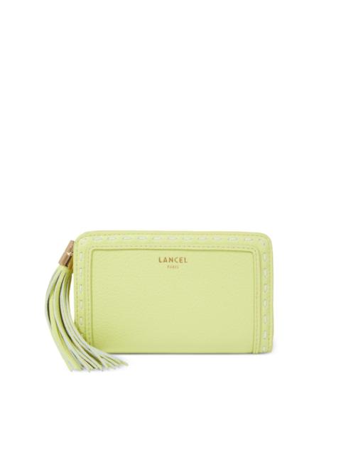 tassel zip leather wallet