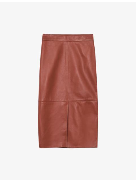 Miley High-Rise Leather Midi Skirt