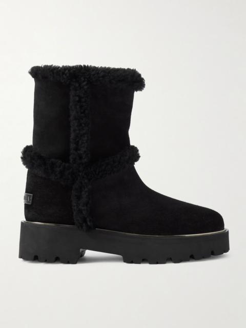 Teddi shearling-trimmed suede boots Black