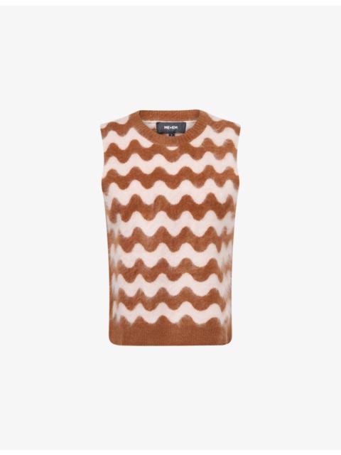 Scallop-Pattern Brushed Cashmere Vest