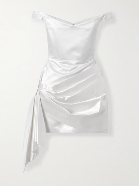 Draped Cotton And Silk-blend Mini Dress