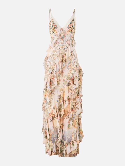 ASYMMETRICAL RUFFLE SLIP DRESS