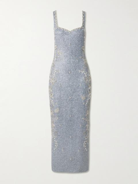 Iris Embellished Stretch-mesh Gown