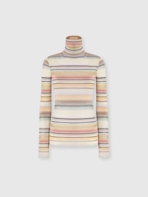Striped high-neck sweater