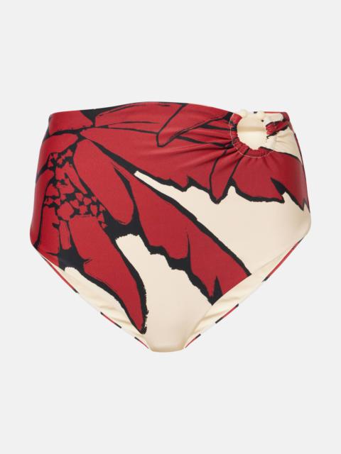 Printed high-rise bikini bottoms