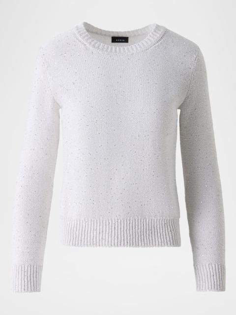 Linen-Blend Sequin Sweater