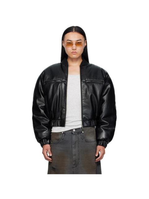 Black Riot Faux-Leather Bomber Jacket