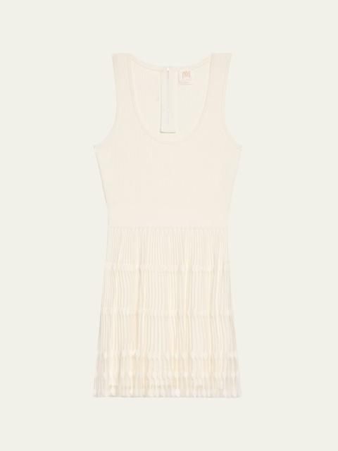 Ribbed Sheer-Knit Mini Dress