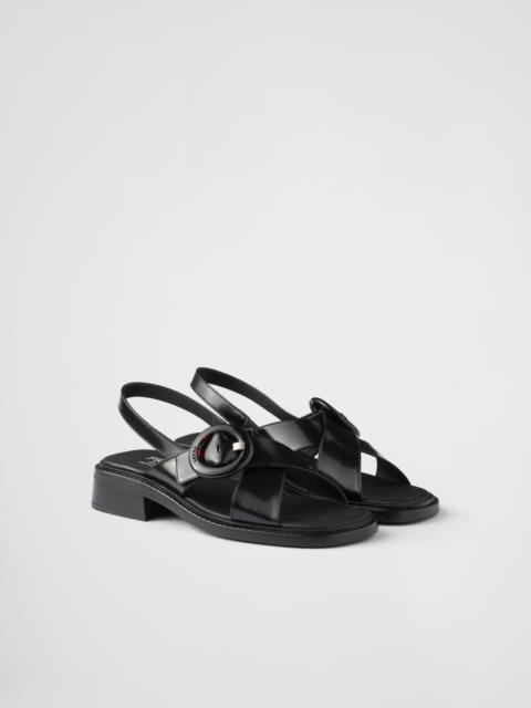 Brushed leather sandals with buckle