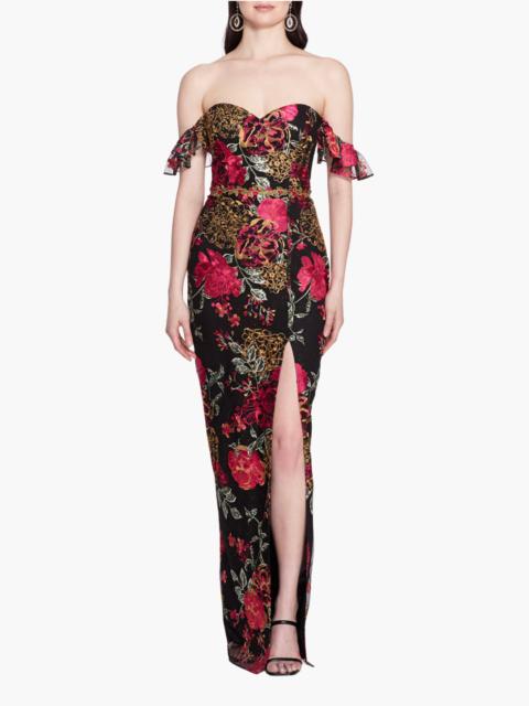 COLUMN EMBROIDERED GOWN